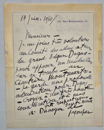 DUNOYER DE SEGONZAC, André. Deux cartes postales...