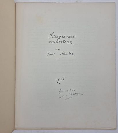 CLAUDEL, Paul. Idéogrammes occidentaux.

Edition...