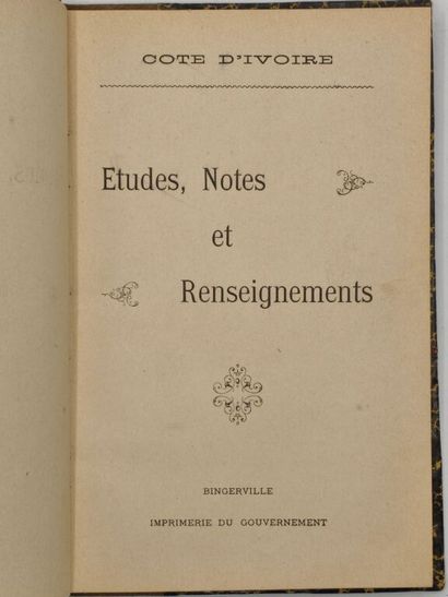 [CÔTE D'IVOIRE]. Études, notes et renseignements.

Rare...