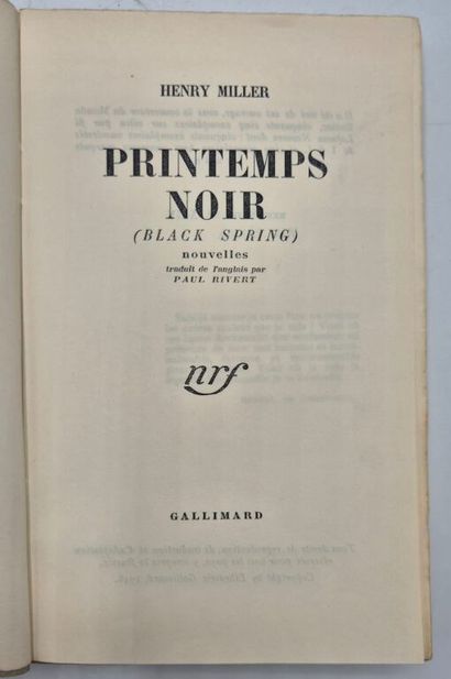 MILLER, Henry. Printemps noir (Black Spring).

Paris,...