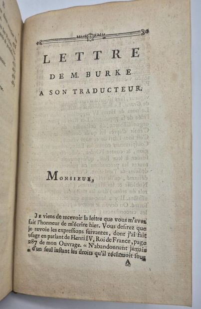 [REVOLUTION]BURKE, Edmund. Réflexions sur...