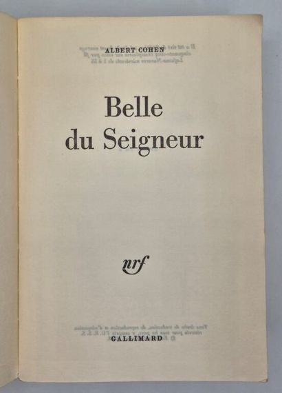 COHEN, Albert. Belle du seigneur.

Paris,...