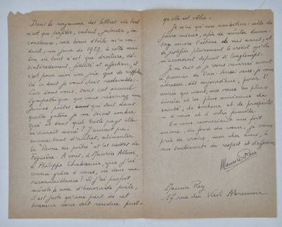 REY, Maurice. Manuscrit recopié de ses parutions...