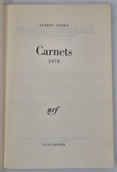 COHEN, Albert. Carnets. 1978.

Edition originale....
