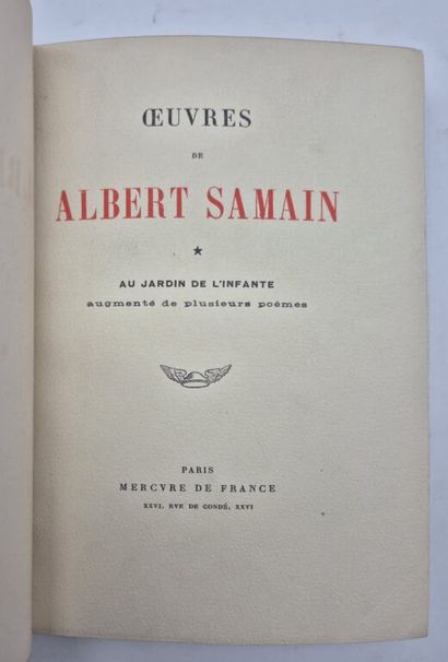 SAMAIN, Albert. Oeuvres I, II et III.

Paris,...