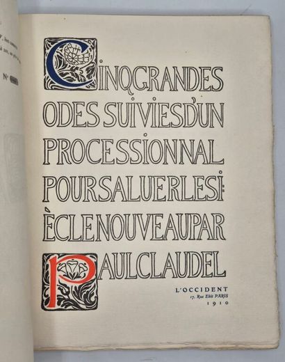 CLAUDEL, Paul. Cinq grandes odes suivies...