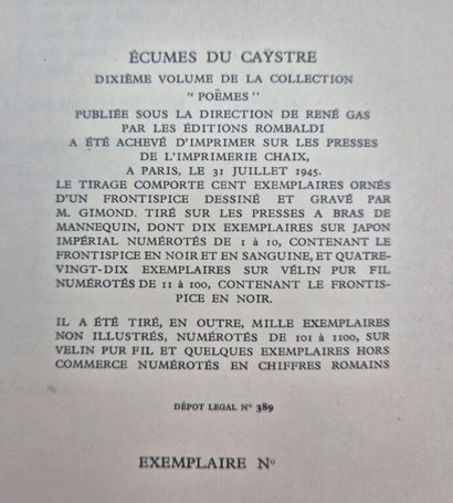 CHARPENTIER, Henry. Ecumes du Caÿstre.

Exemplaire...