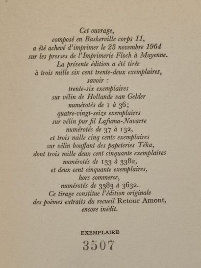 CHAR, René. Commune présence.

Paris, Gallimard,...