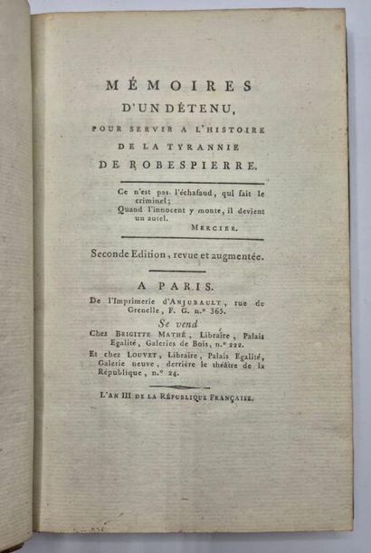 [REVOLUTION]RIOUFFE, Honoré-Jean. Mémoires...