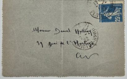 MAURIAC, François. Carte-lettre autographe...