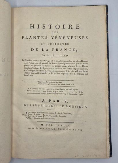 BULLIARD, Pierre. Histoire des plantes vénéneuses...