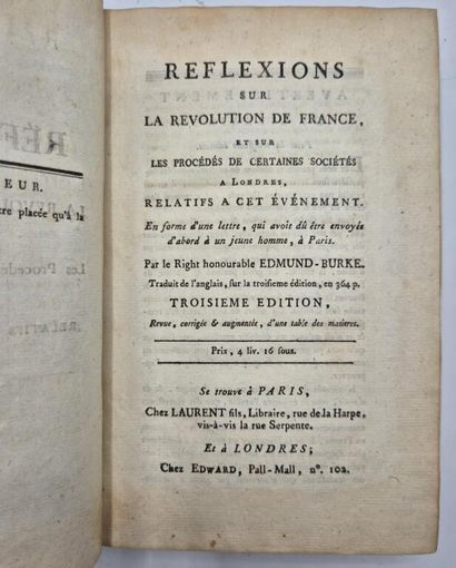 [REVOLUTION]BURKE, Edmund. Réflexions sur...
