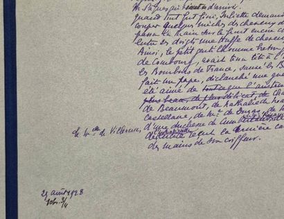 ROUFF, Marcel. Manuscrit autographe : 