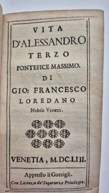 LOREDANO, Giovan Francesco. Six oeuvres dont...