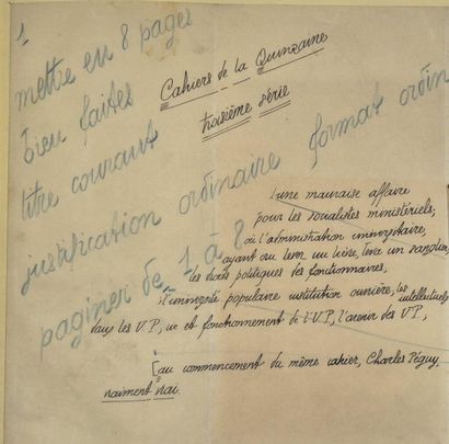 PÉGUY, Charles. Epreuve corrigée : Cahiers...