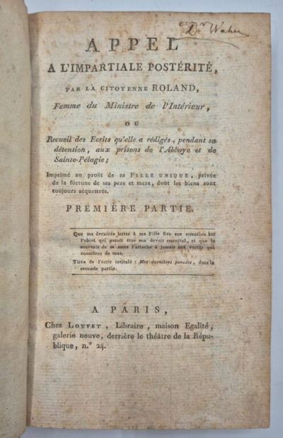 [REVOLUTION] ROLAND, Jeanne-Marie Phlipon...