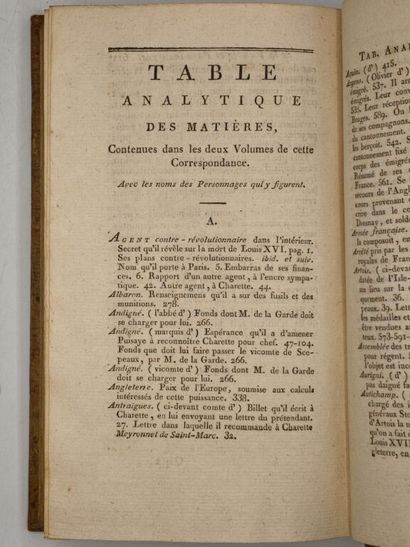 [VENDÉE]. Correspondance secrète de Charette,...