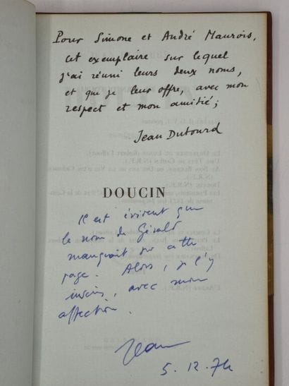 DUTOURD, Jean. Doucin. Confession.

Bel exemplaire...