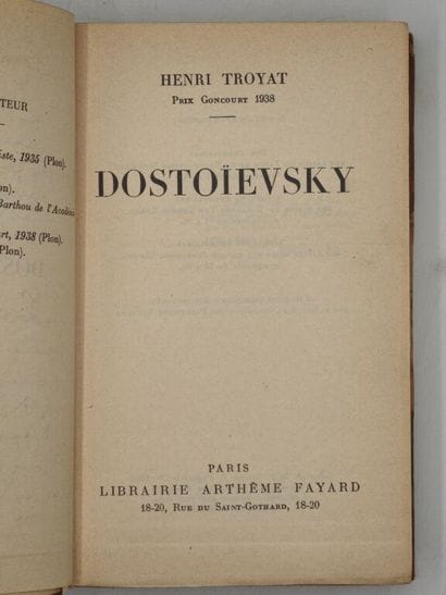 TROYAT, Henri. Dostoïevsky.

Exemplaire sur...