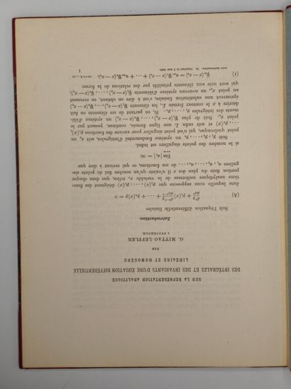 MITTAG-LEFFLER, Gösta. Sur la représentation...