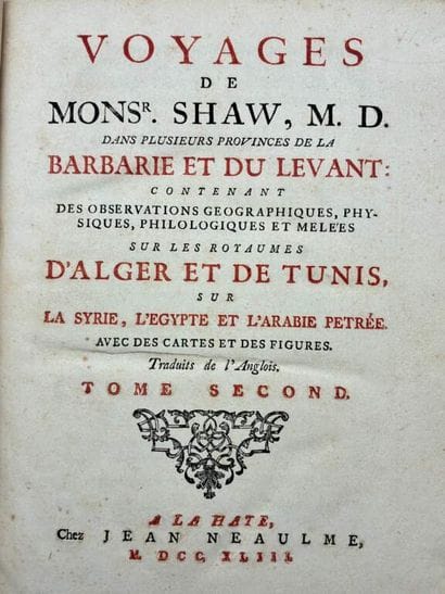 [AFRIQUE DU NORD] SHAW, Thomas. Voyages de...