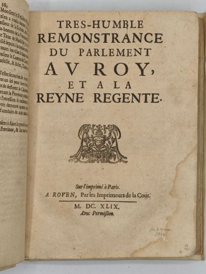 [FRONDE]. Recueil factice de 5 mazarinades.

Important...