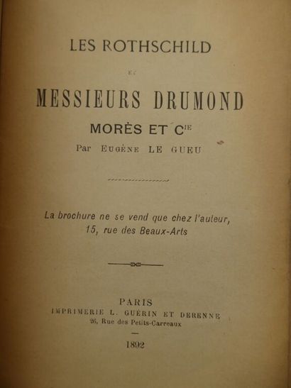 [PAMPHLETS - ROTHSCHILD]. Important dossier...