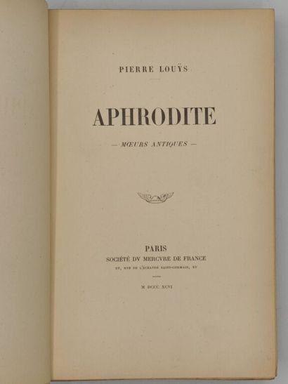 LOUŸS, Pierre. Aphrodite. Moeurs antiques.

A...