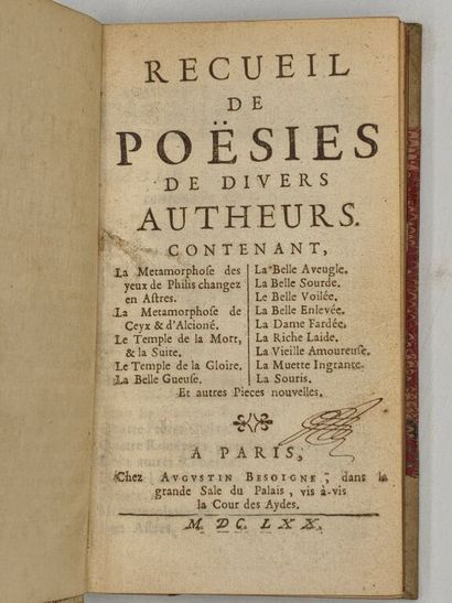 [POÉSIE GALANTE]. Recueil de poësies de divers...
