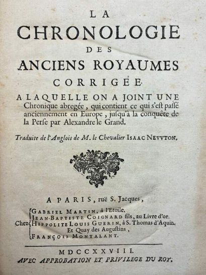 NEWTON, Isaac. La Chronologie des anciens...