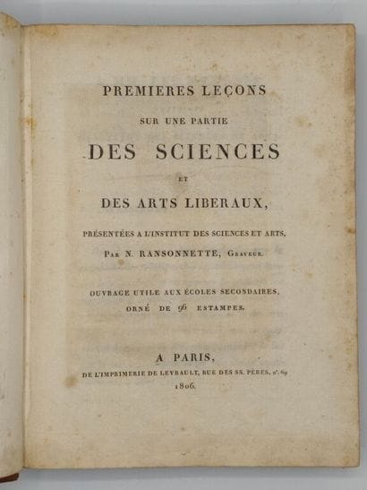 RANSONNETTE, Nicolas. Premières leçons sur...