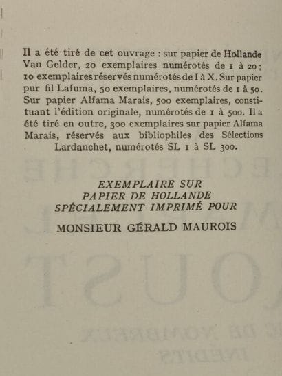 MAUROIS, André. À la recherche de Marcel...