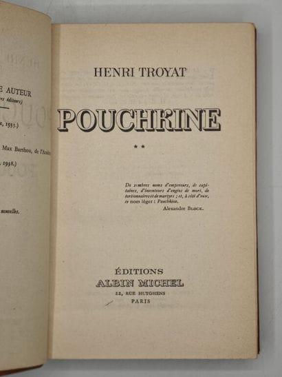 TROYAT, Henri. Pouchkine.

Bel exemplaire...
