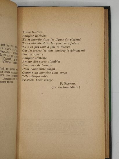 SAGAN, Françoise. Bonjour tristesse.

Paris,...