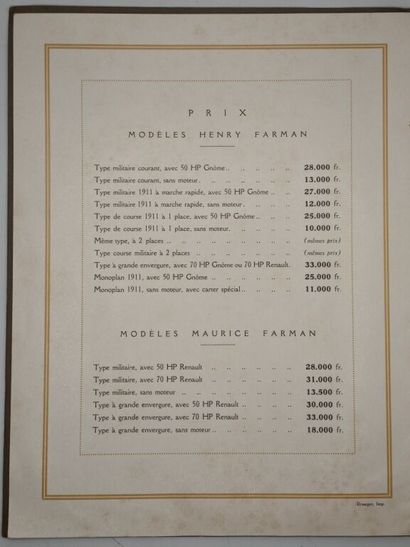 [AÉRONAUTIQUE]. Biplans et monoplans Henry...