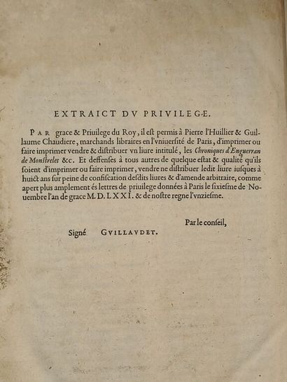 MONSTRELET, Enguerrand de. Chroniques d'Enguerran...