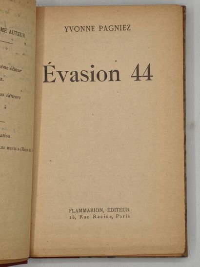 PAGNIEZ, Yvonne. Évasion 44.

Edition originale....