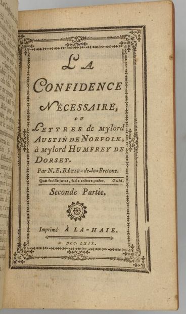 RÉTIF DE LA BRETONNE, Nicolas-Edme. La Confidence...
