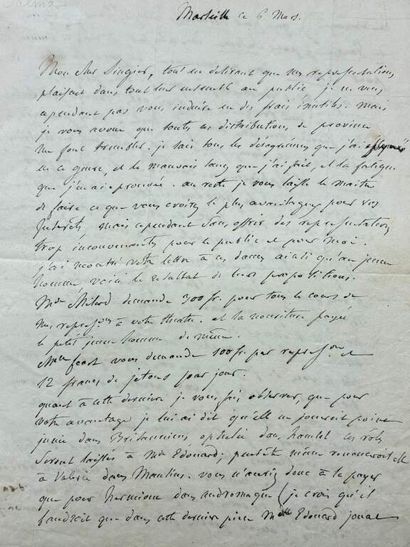 TALMA, François-Joseph. Ensemble de 2 lettres...