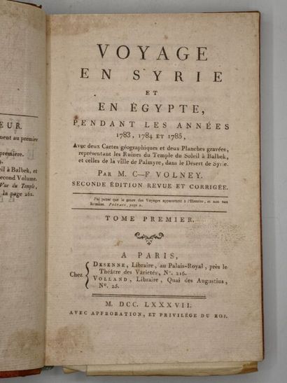 VOLNEY, C.-F. de Chassebœuf comte de. Voyage...