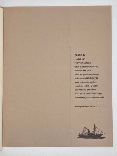 MATTA, MABILLE et BOISROND. Cargo IV.

[Paris],...