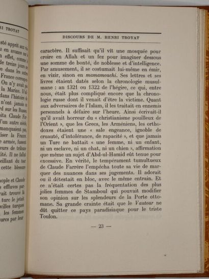 TROYAT, Henri. Discours de réception de M....