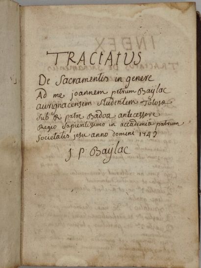 [MANUSCRIPT - TOULOUSE, THEOLOGY]. *Tractatus...
