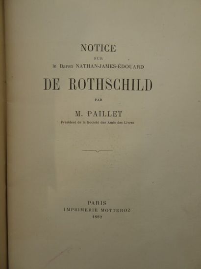 [PAMPHLETS - ROTHSCHILD]. Important dossier...