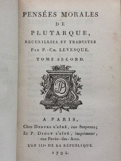 [PHILOSOPHIE]. Collection des moralistes...