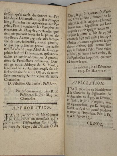 [VAMPIROLOGIE]CALMET, Augustin. Traité sur...