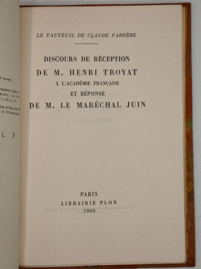 TROYAT, Henri. Discours de réception de M....