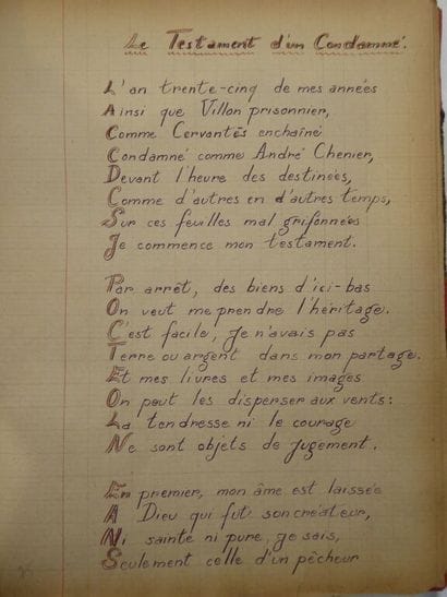 [MANUSCRIPT - FRESNES PRISON]. Autographs...