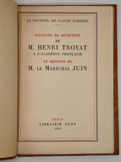 TROYAT, Henri. Discours de réception de M....