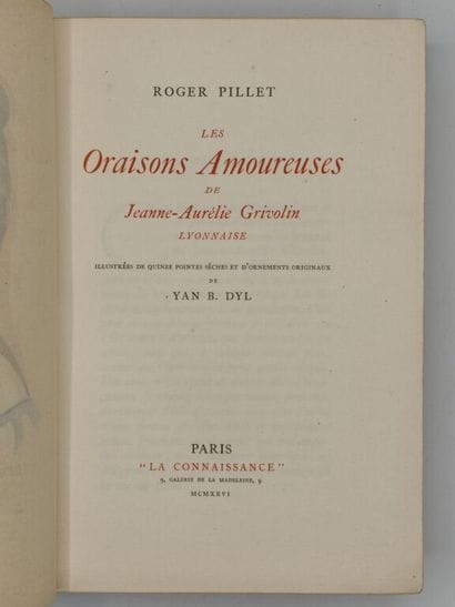 DYL, Yan B. et PILLET Roger. Les Oraisons...